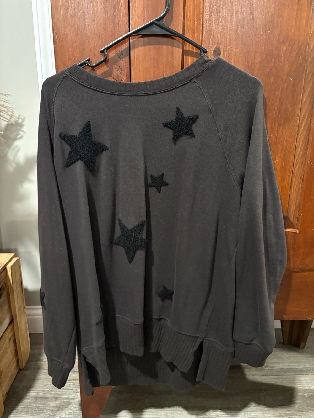Maurices Black Star Appliqué Crewneck Sweater